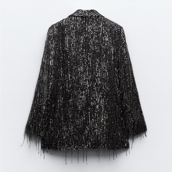 Zara Women's Black and Silver Blazer - Picture 7 of 12